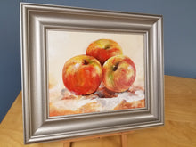 Load image into Gallery viewer, Apple original oil painting a day, still life signed, framed, fruit 8"x10", 2021
