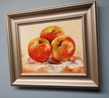 Load image into Gallery viewer, Apple original oil painting a day, still life signed, framed, fruit 8"x10", 2021