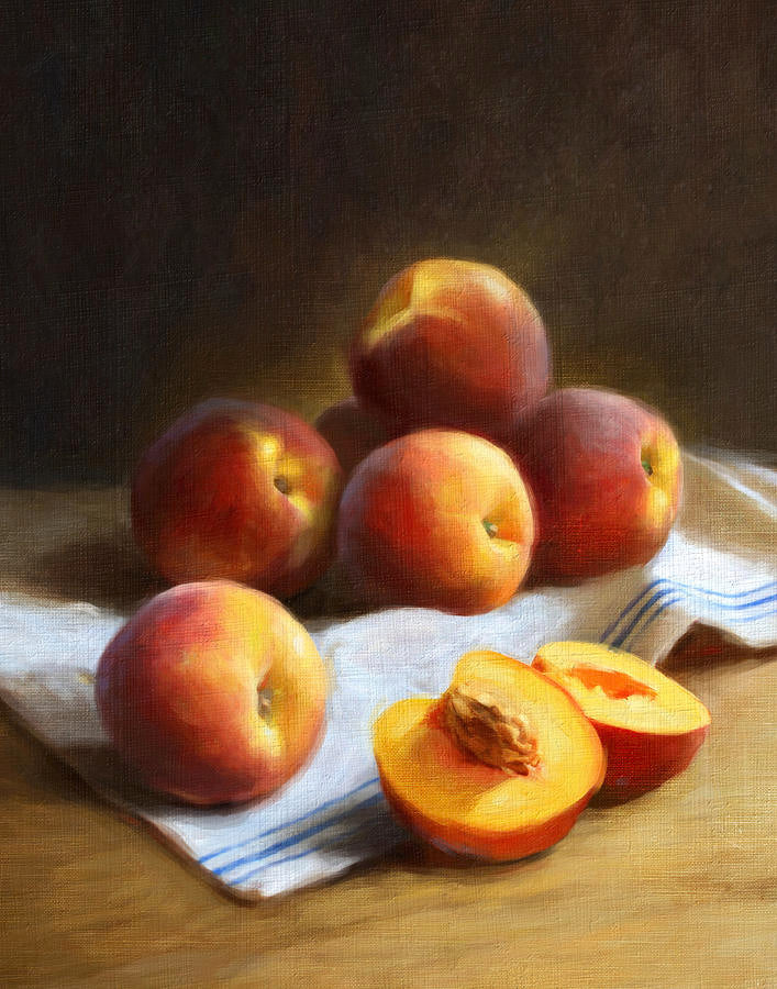 Peach original oil painting a day, still life signed, fruit 9x12, 2023