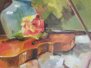Violin. Original oil painting.